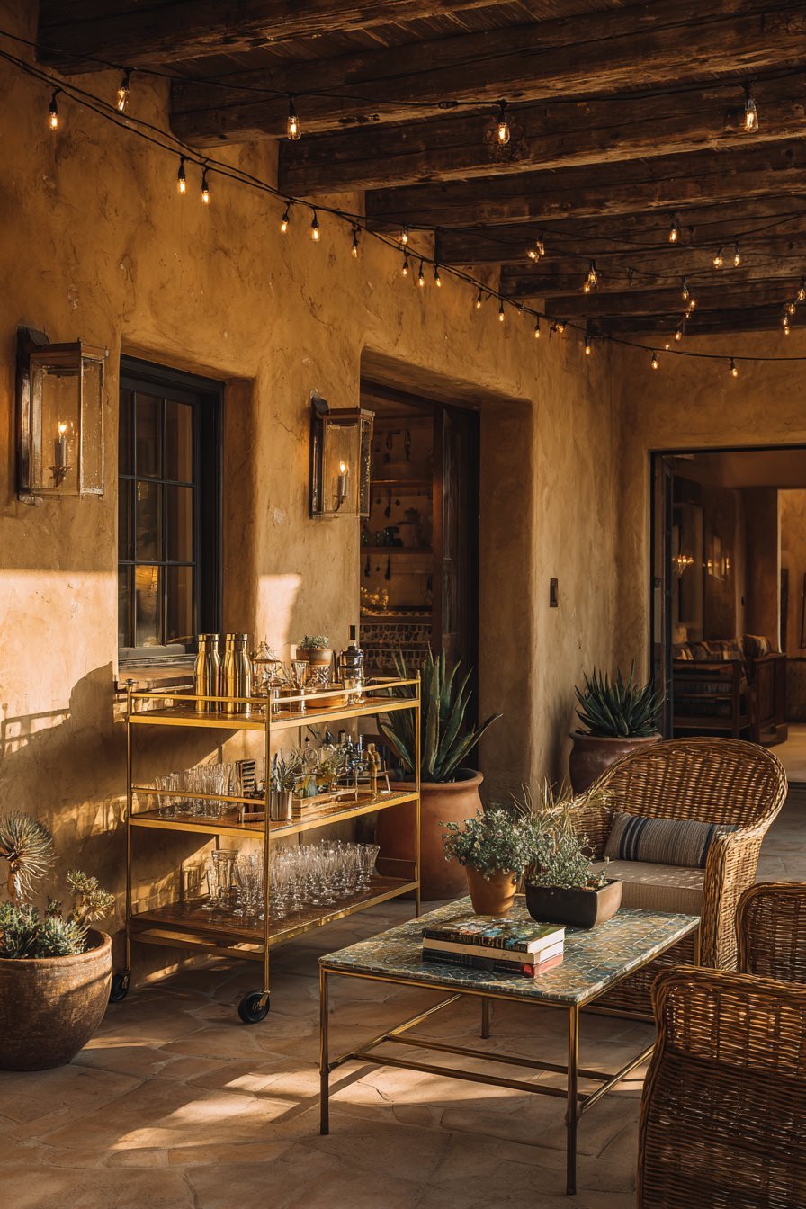 Vintage Brass Bar Cart Station