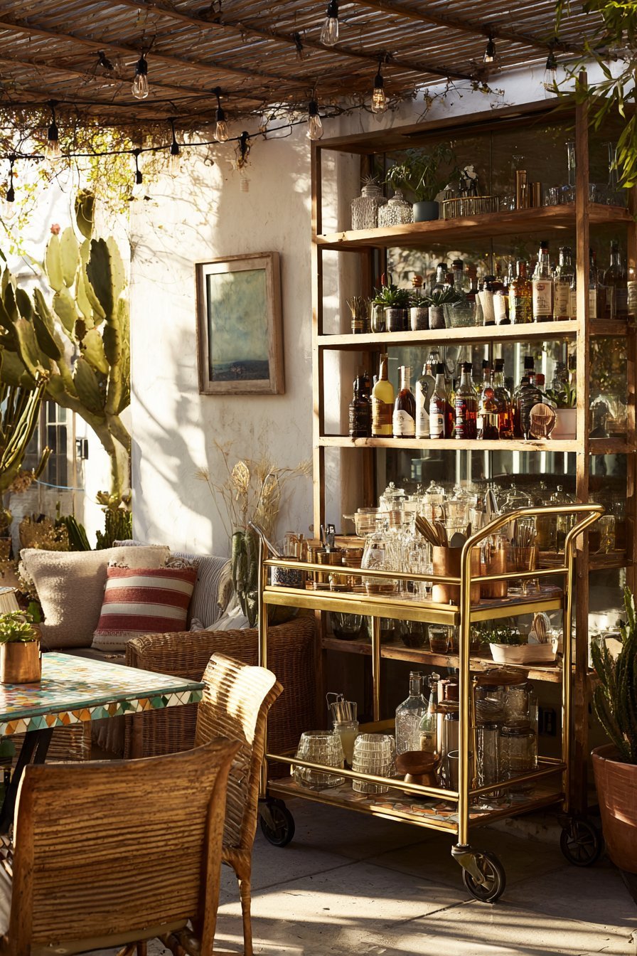 Vintage Brass Bar Cart Station