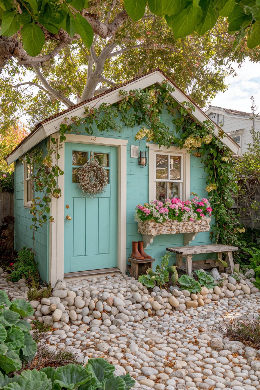 Robin's Egg Blue Storage Shed
