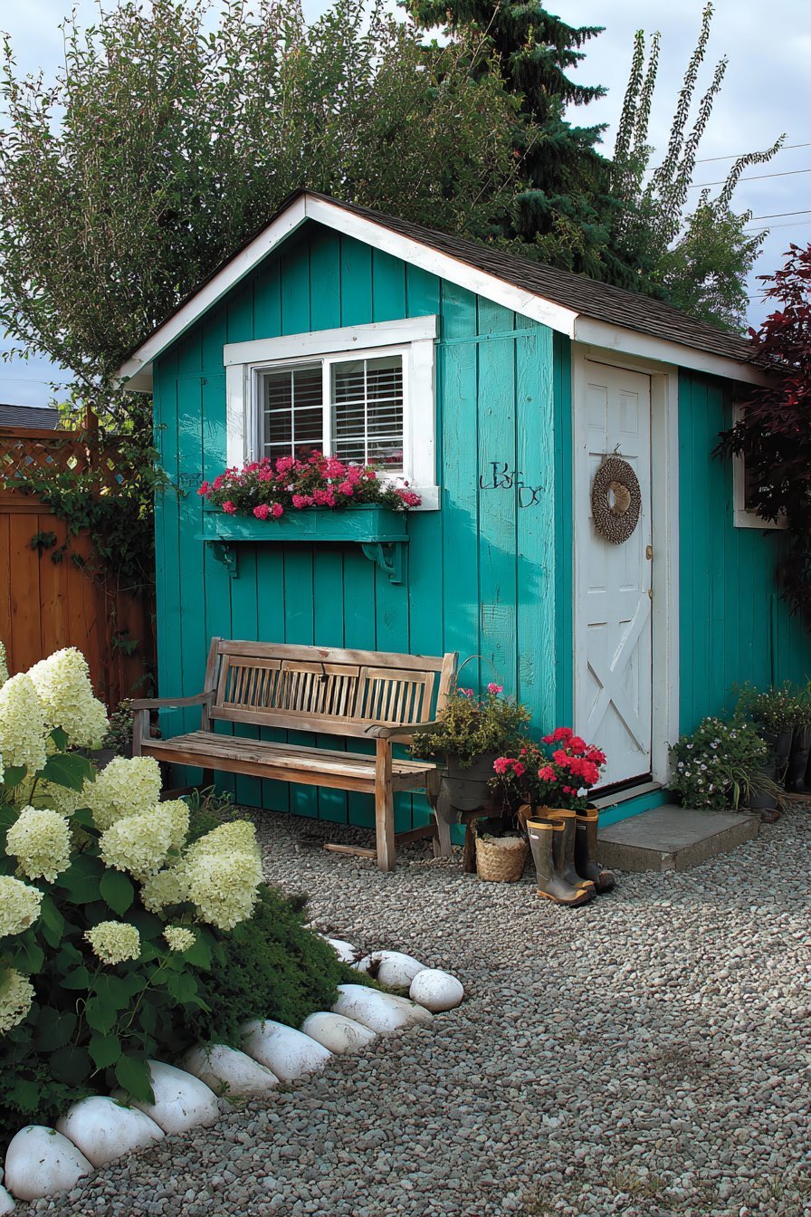 Robin's Egg Blue Storage Shed