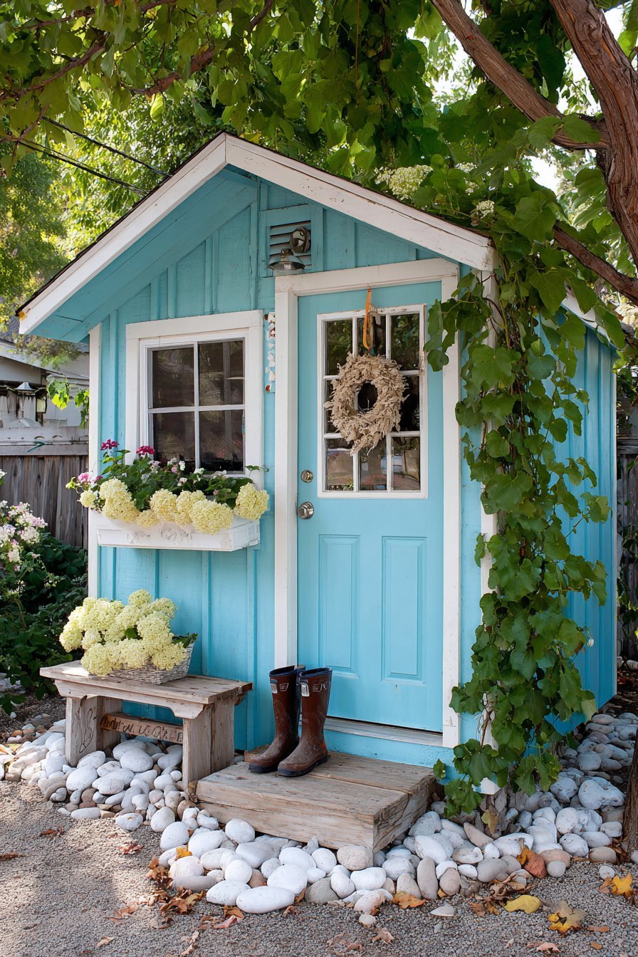 Robin's Egg Blue Storage Shed