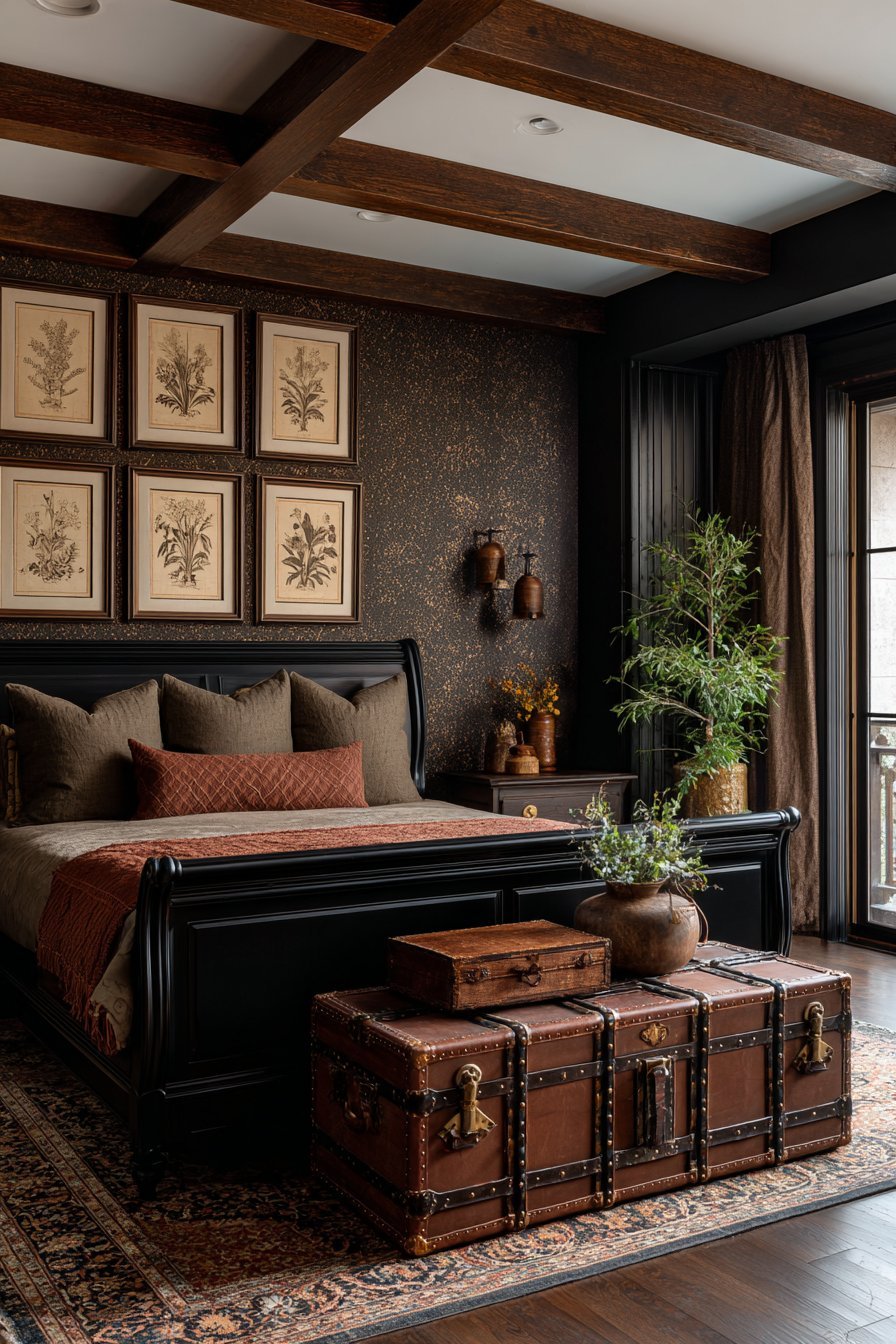 Tobacco Grasscloth with Mahogany Sleigh