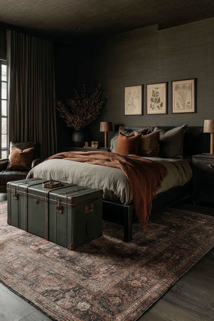 Tobacco Grasscloth with Mahogany Sleigh