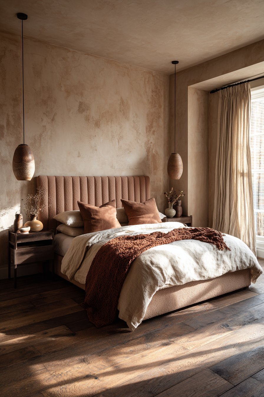 Floor-to-Ceiling Bouclé Headboard