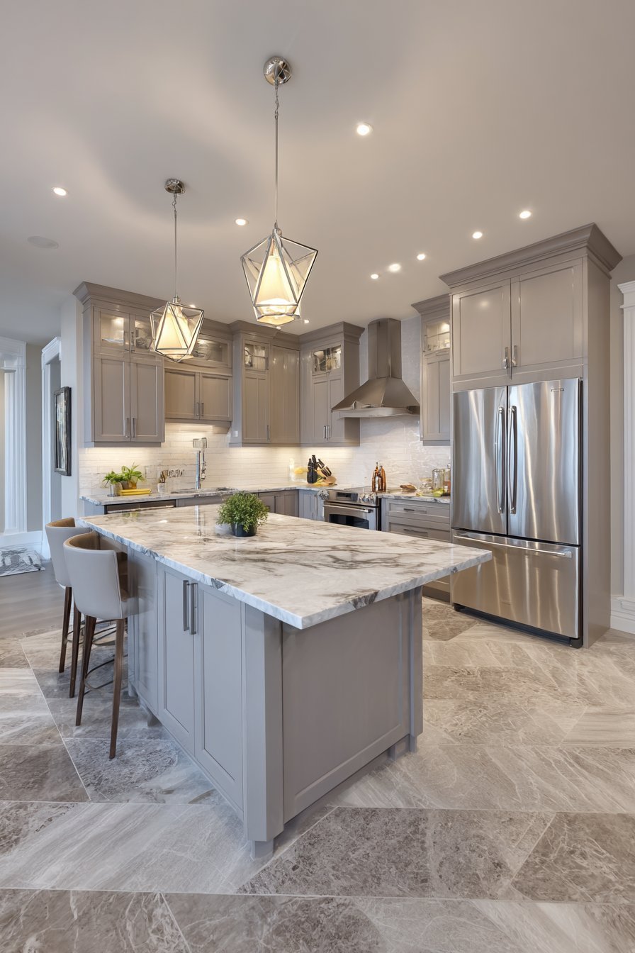 Large-Format Grey Tile Flooring