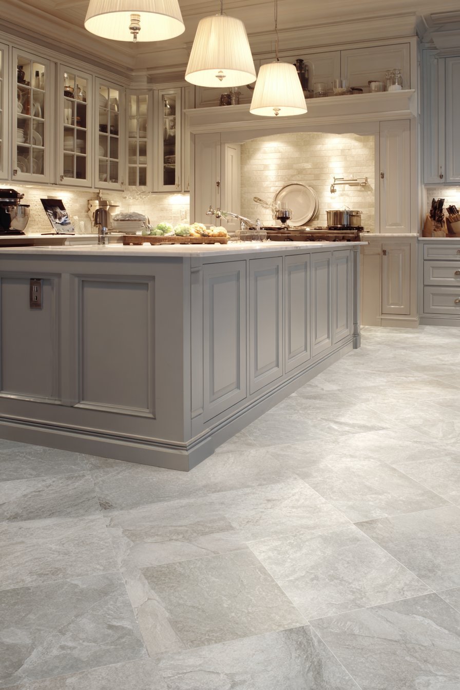 Large-Format Grey Tile Flooring