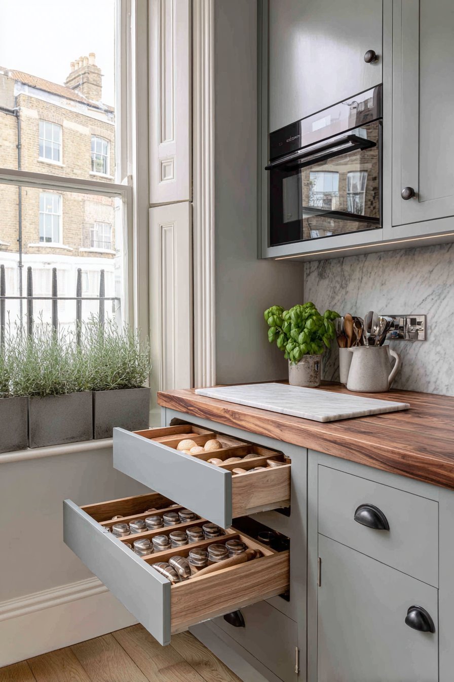 Linear Island with Social Seating Integration