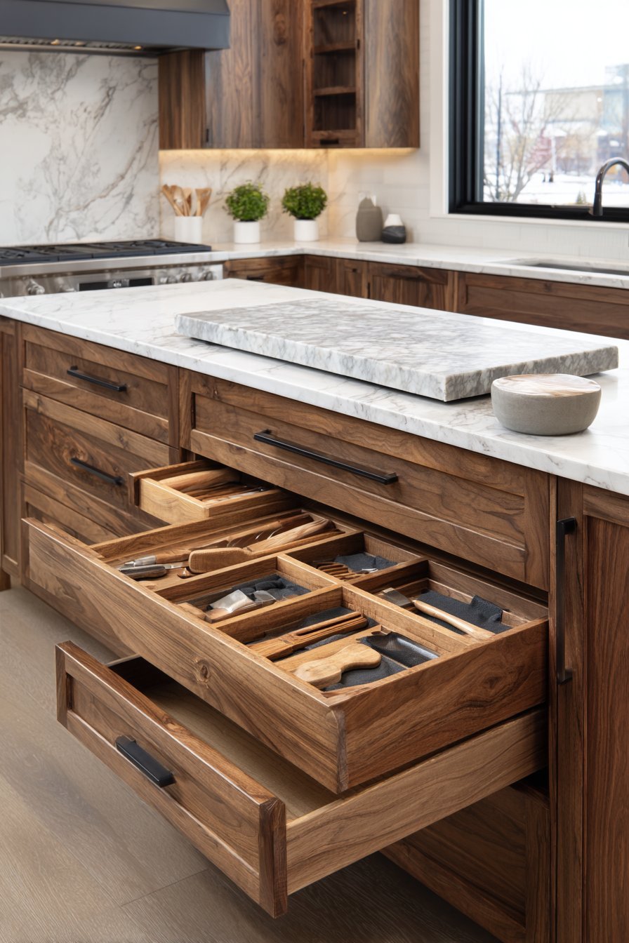 Linear Island with Social Seating Integration