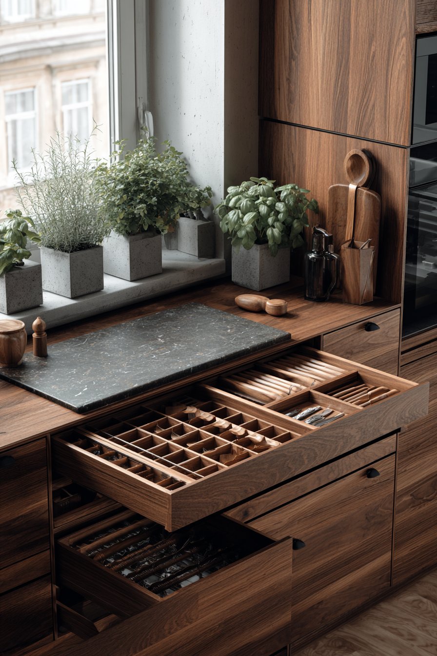 Linear Island with Social Seating Integration