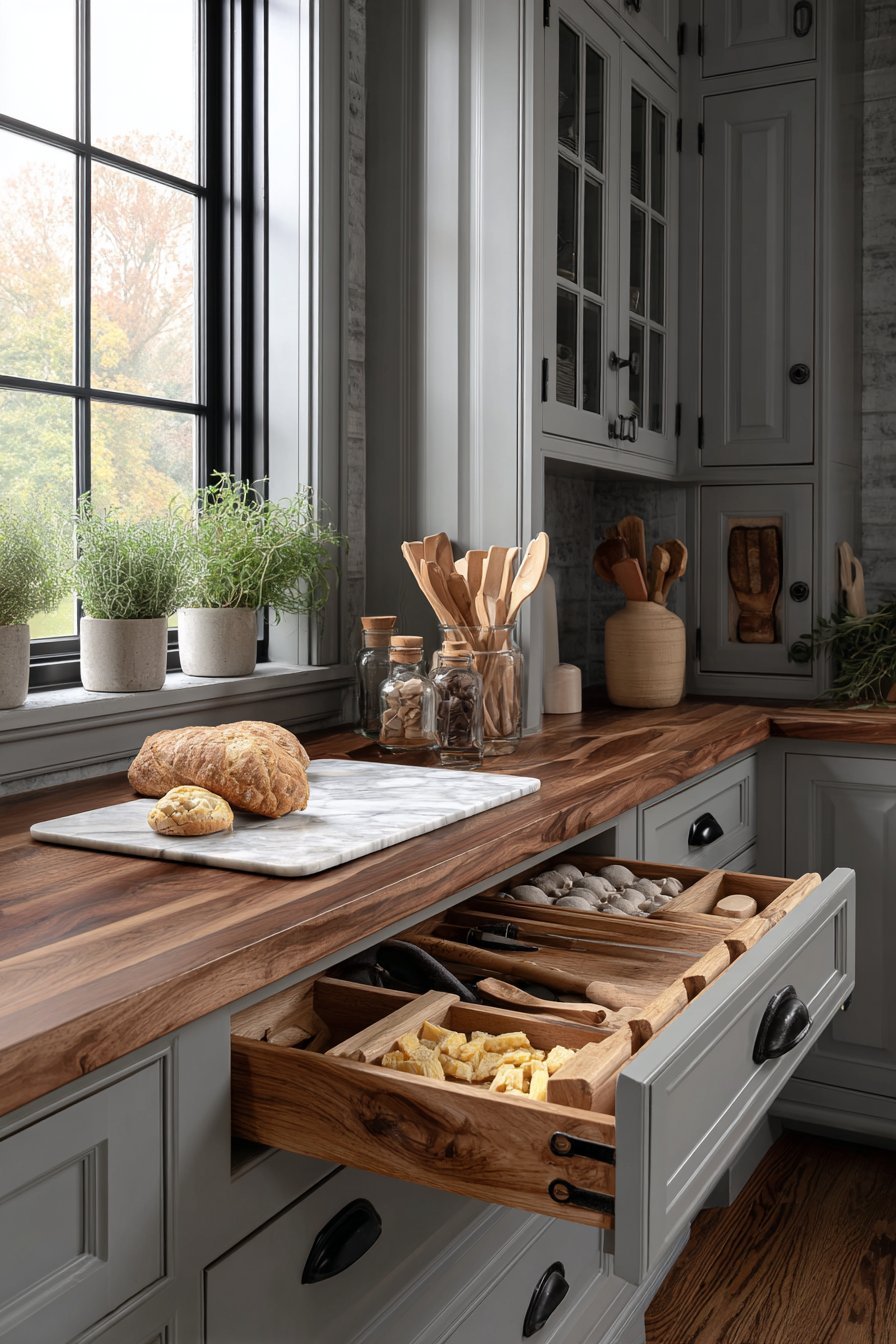 Linear Island with Social Seating Integration