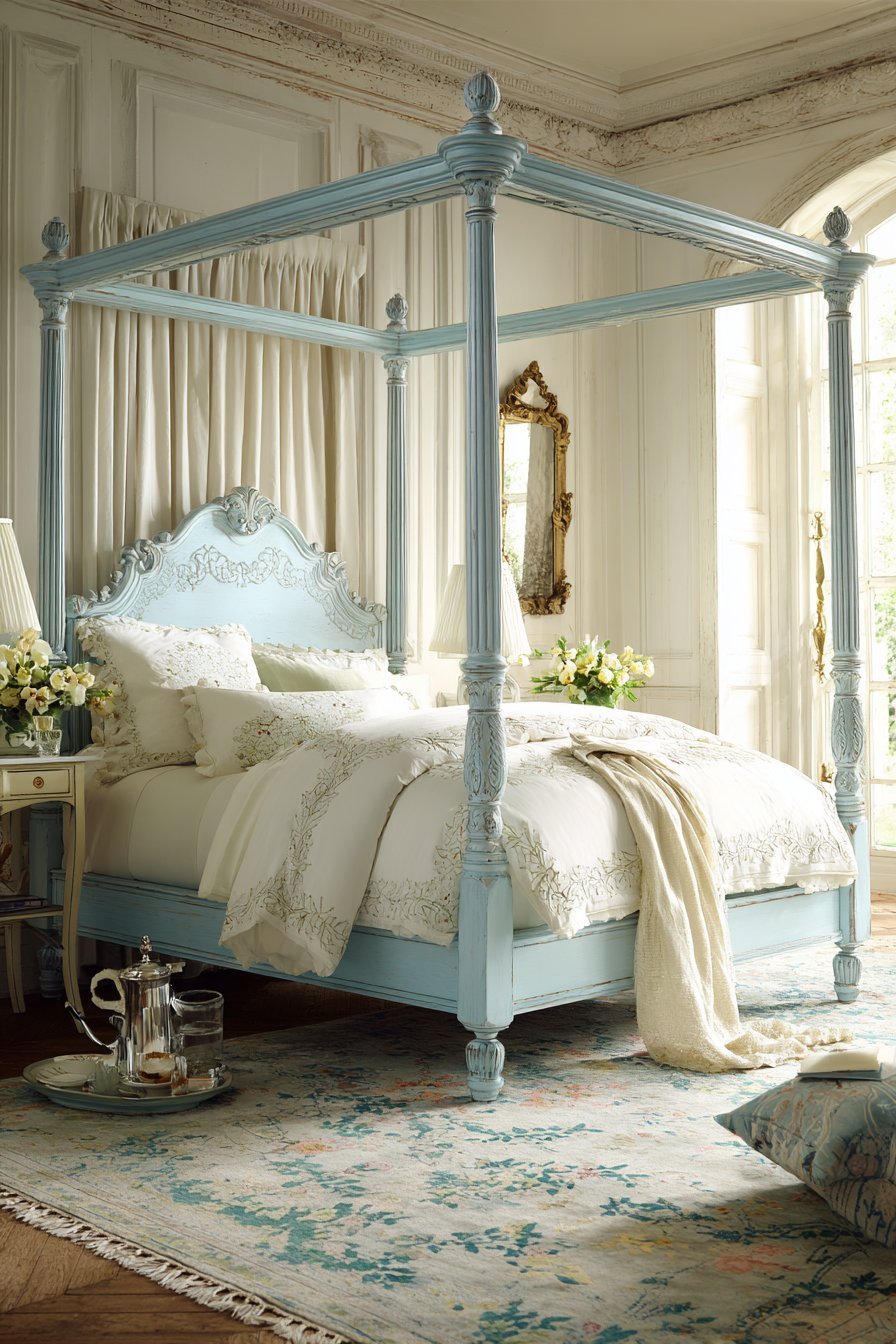 Traditional Heritage Light Blue Bedroom