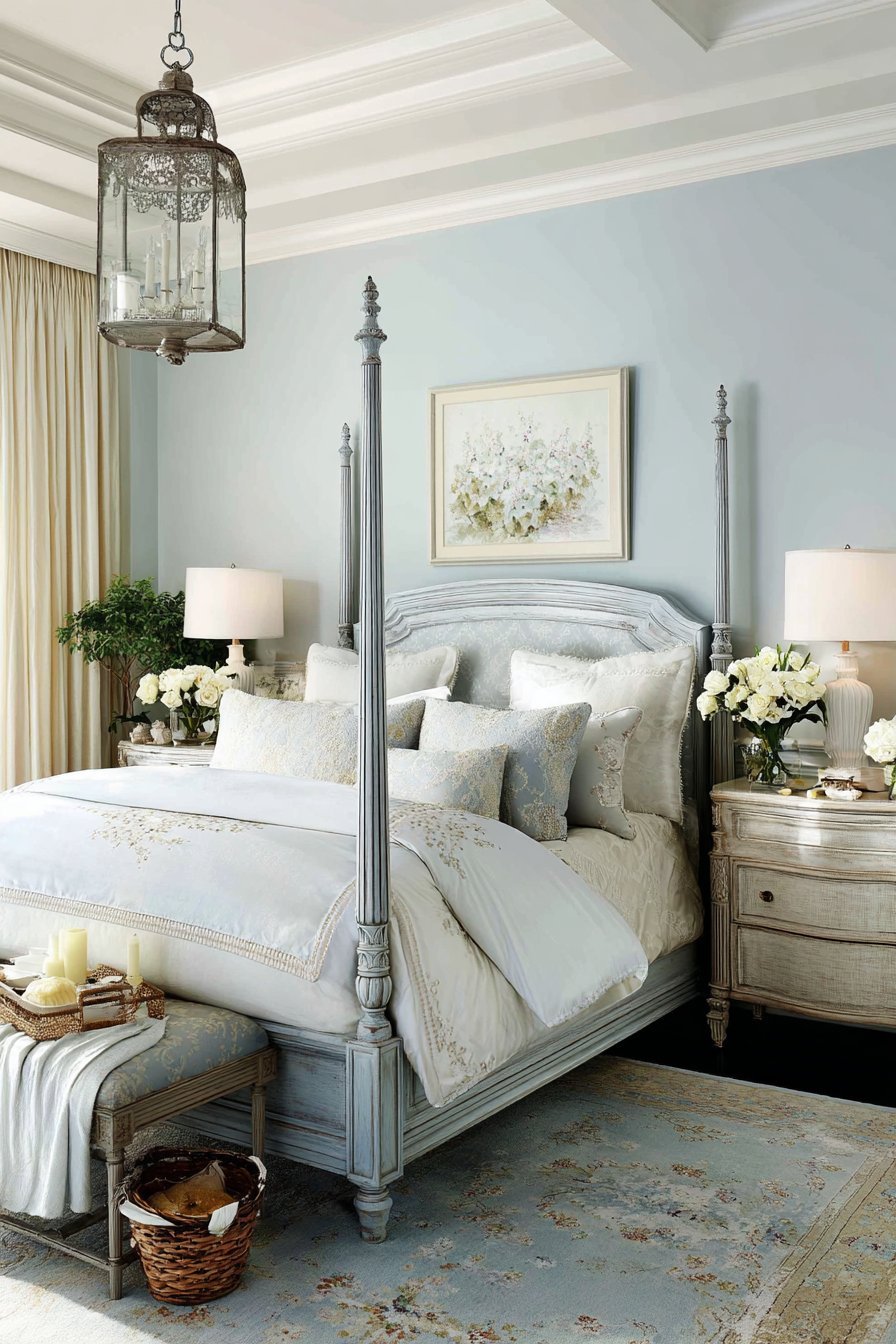 Traditional Heritage Light Blue Bedroom