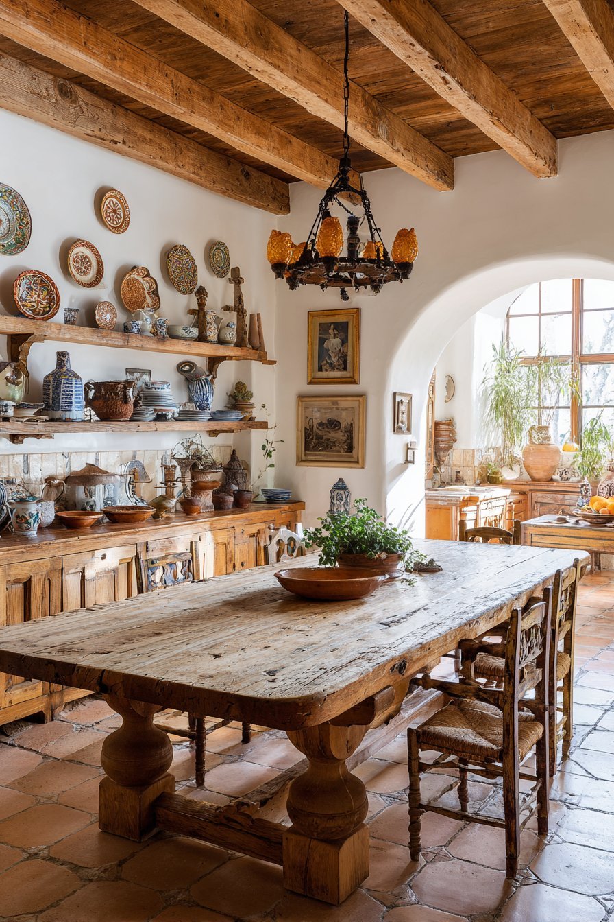 Rustic Dining Area with Painted Chairs
