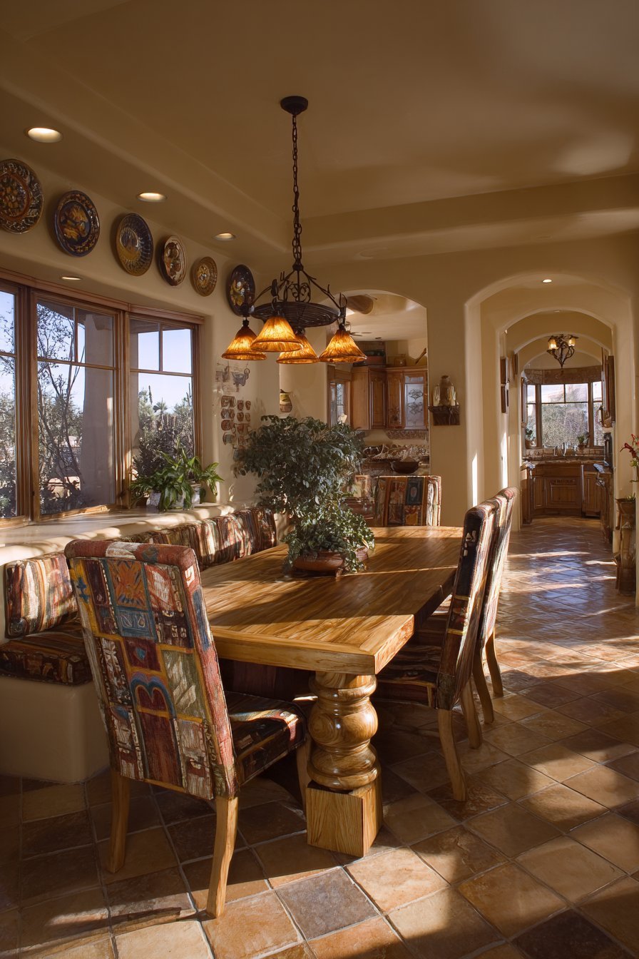 Rustic Dining Area with Painted Chairs