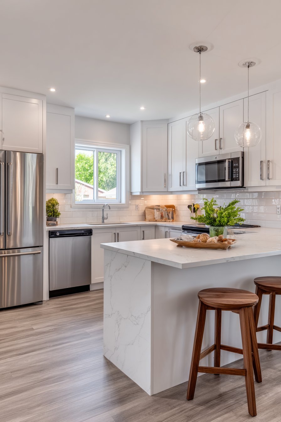 Peninsula Kitchen with Shaker-Style Cabinets