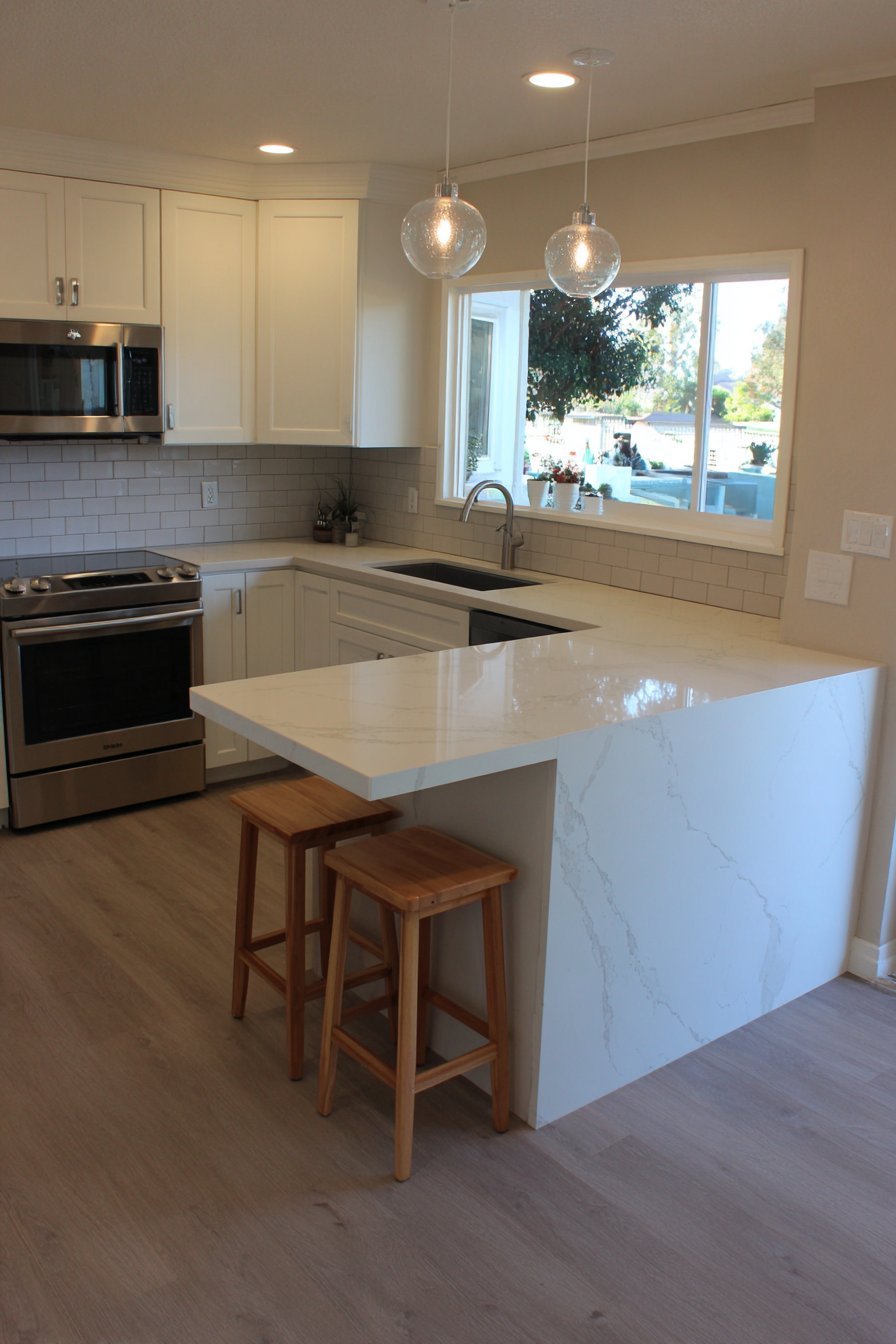 Peninsula Kitchen with Shaker-Style Cabinets