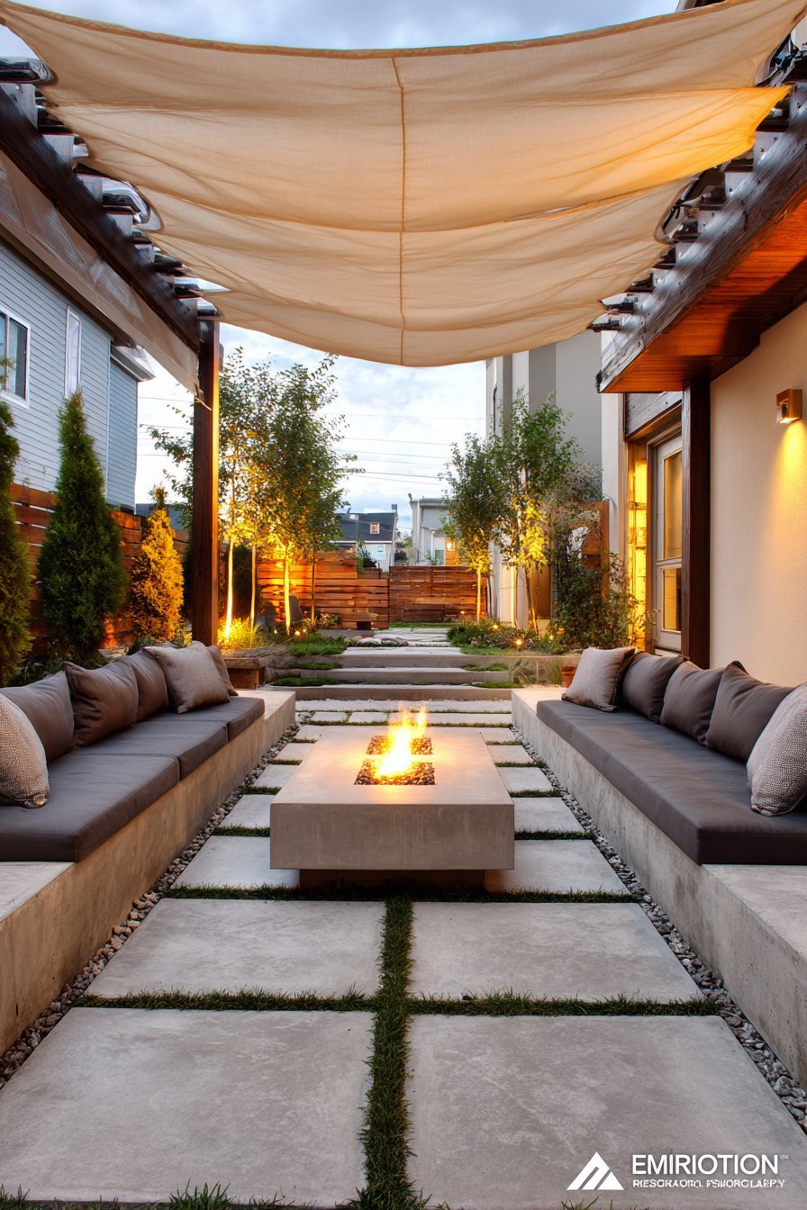 Contemporary Pergola with Retractable Canopy