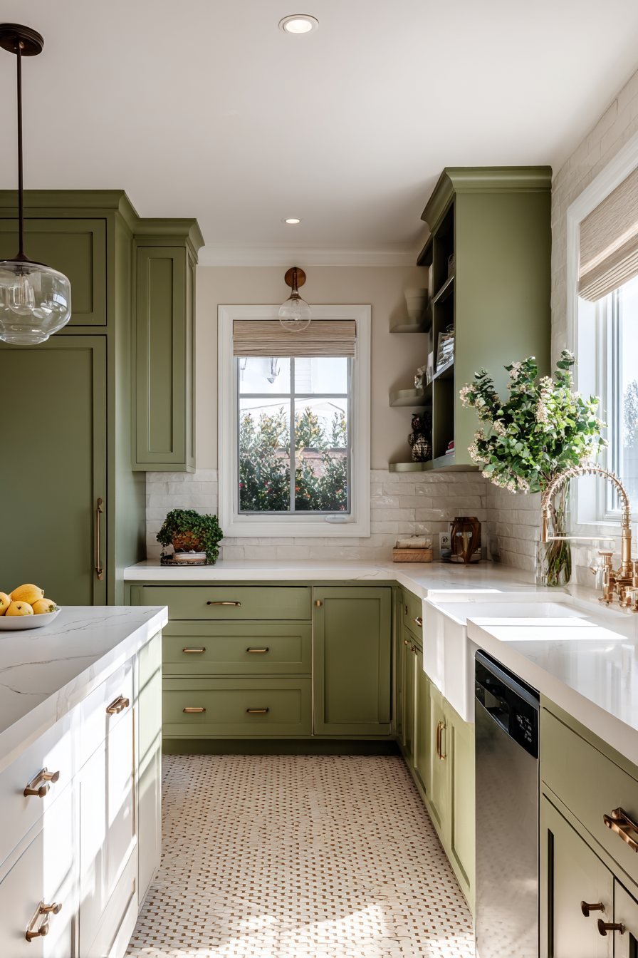 Sliding Barn Door Pantry in Sage Green