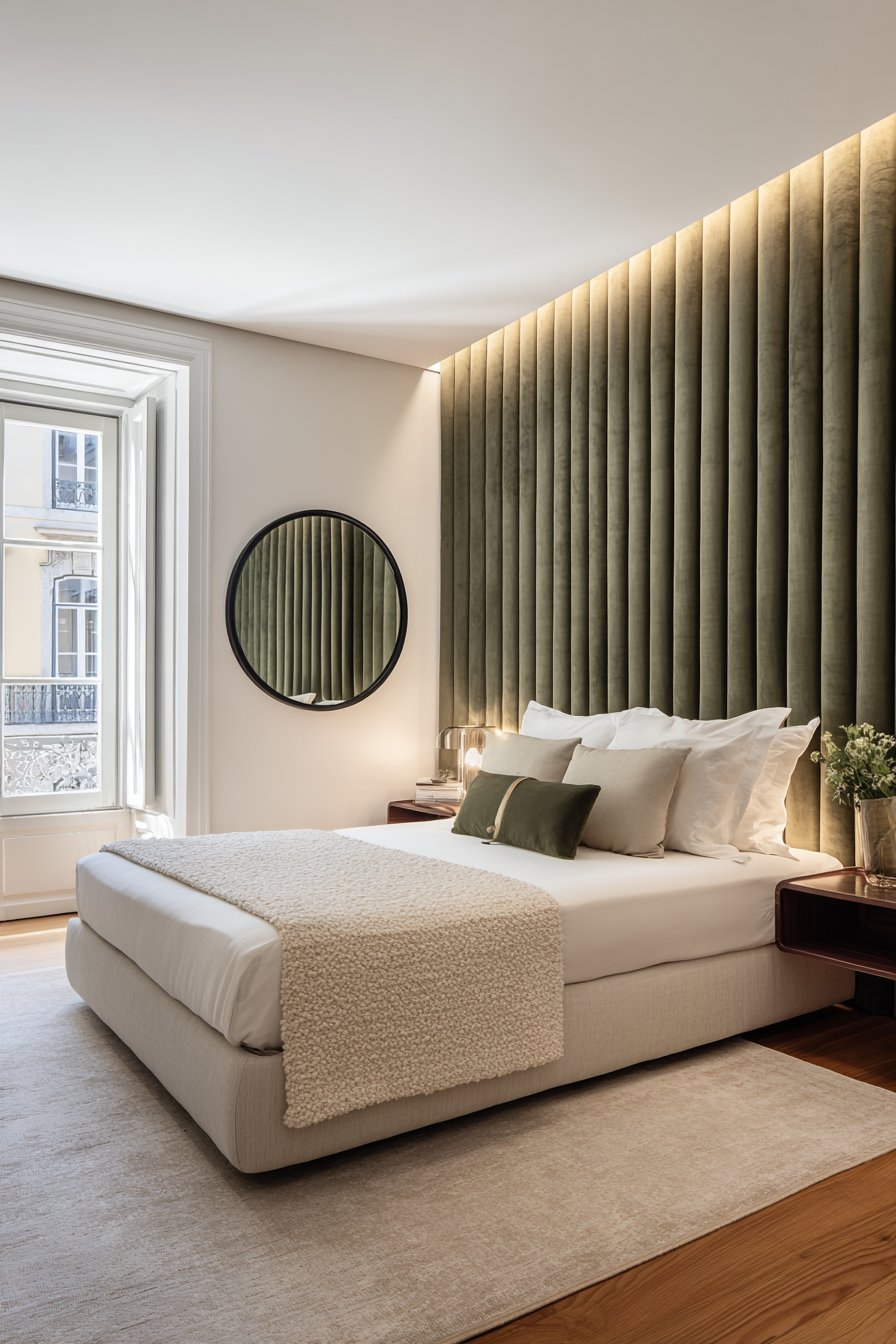 Dramatic Channeled Velvet Headboard