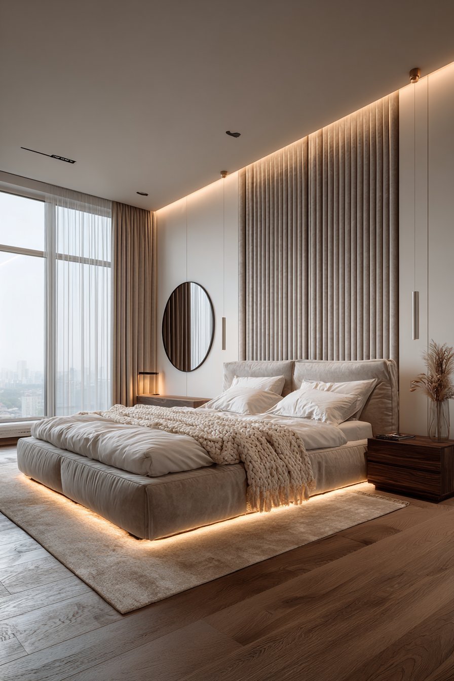 Dramatic Channeled Velvet Headboard