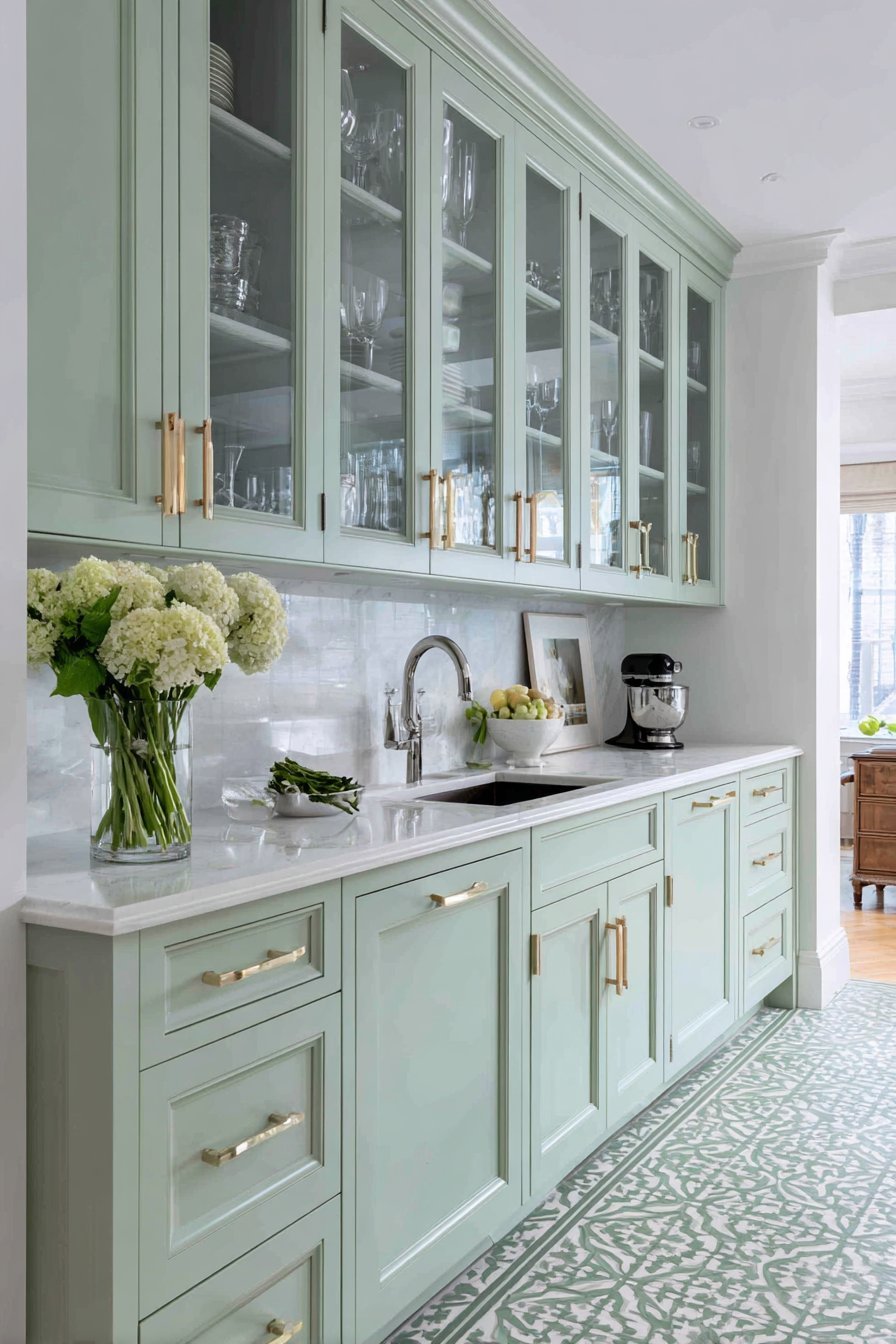 Elegant Mint Green Butler's Pantry