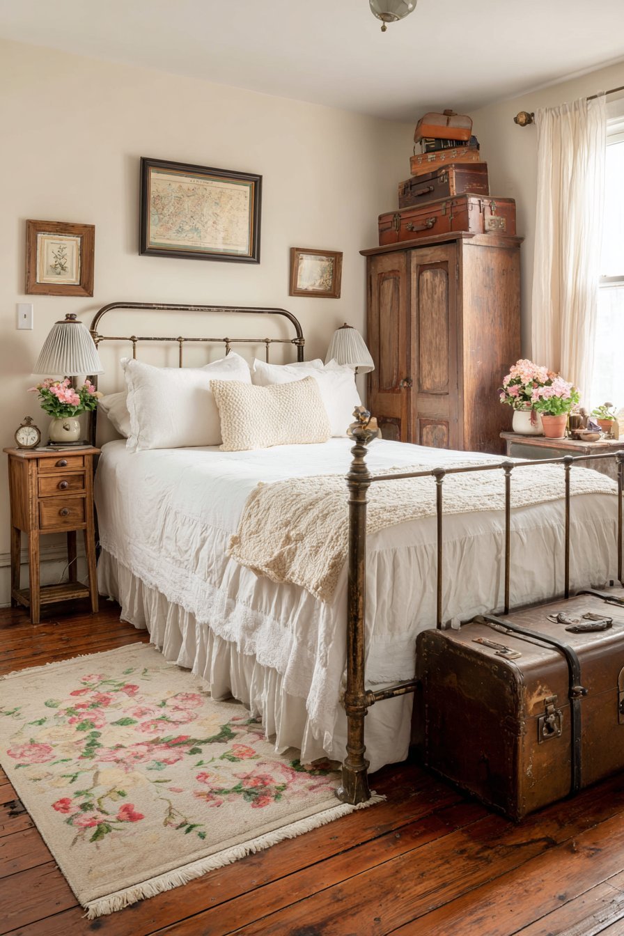 Vintage Brass Bed Character