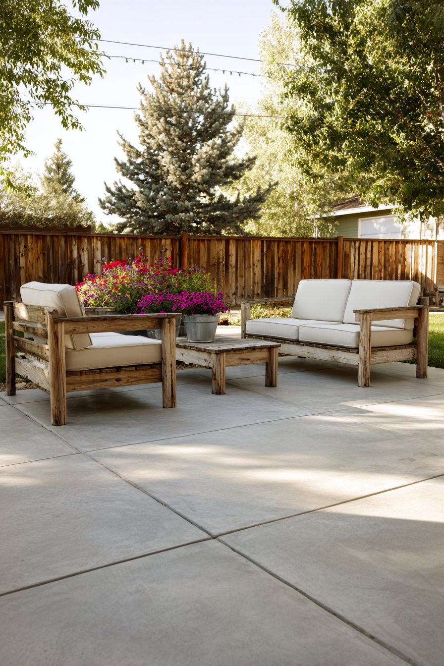Stained Concrete with Cedar Furniture