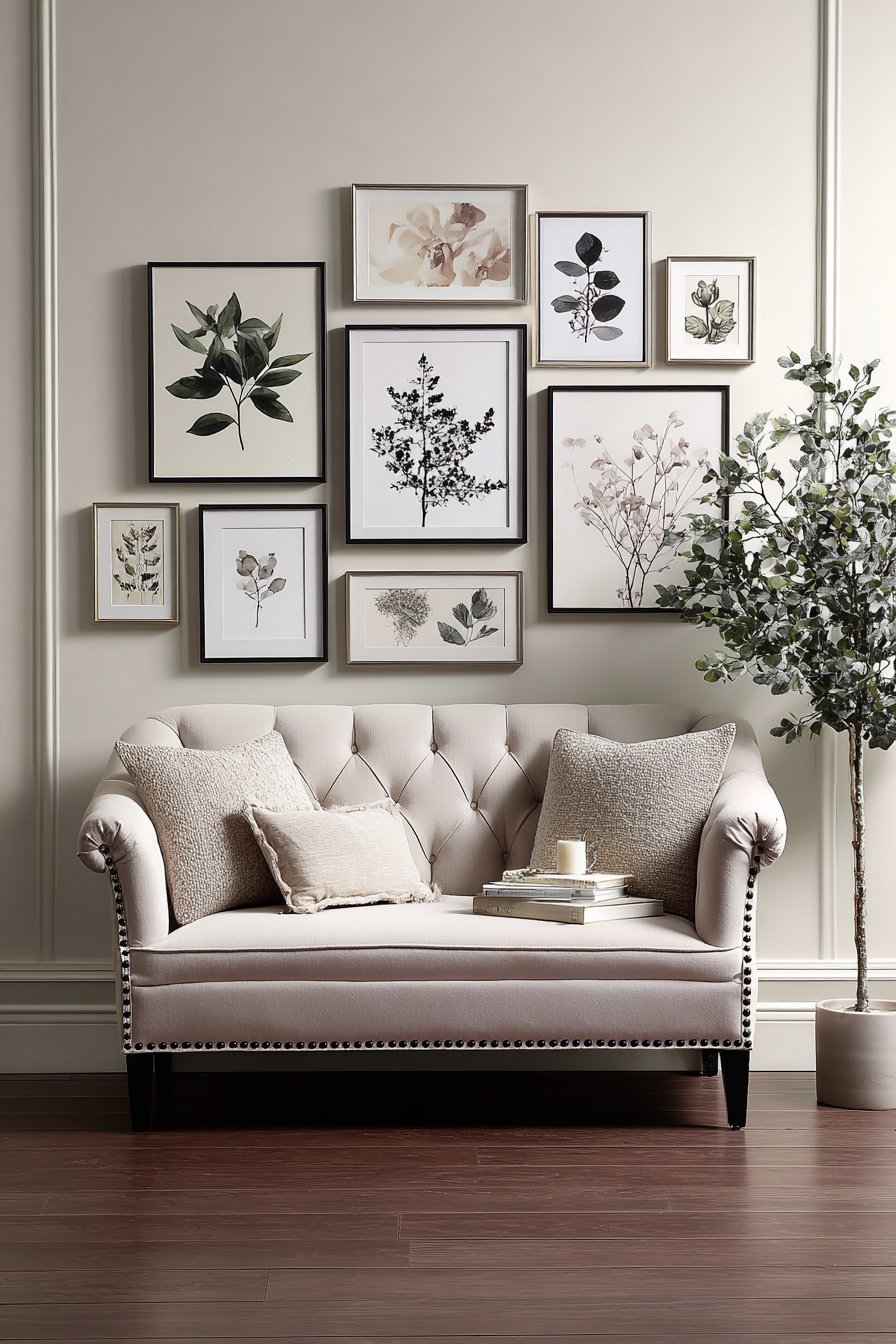 Curated Gallery Wall Above Settee