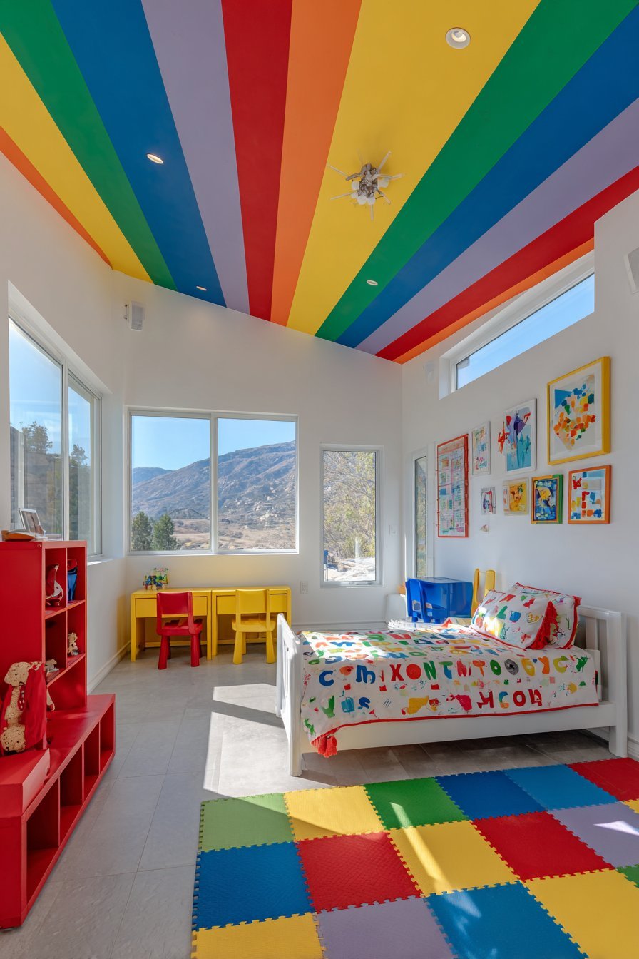 Playful Rainbow Ceiling Statement
