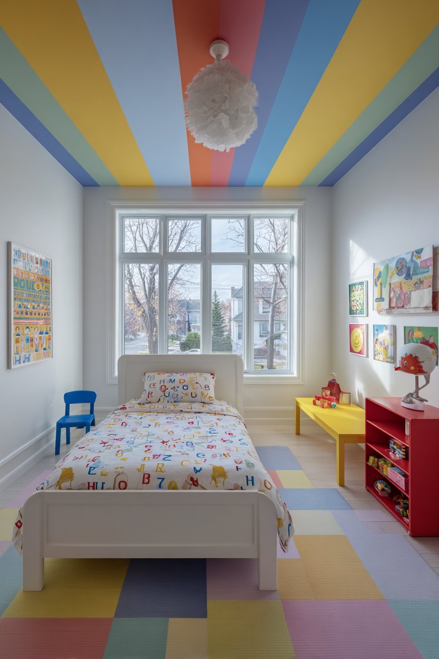 Playful Rainbow Ceiling Statement