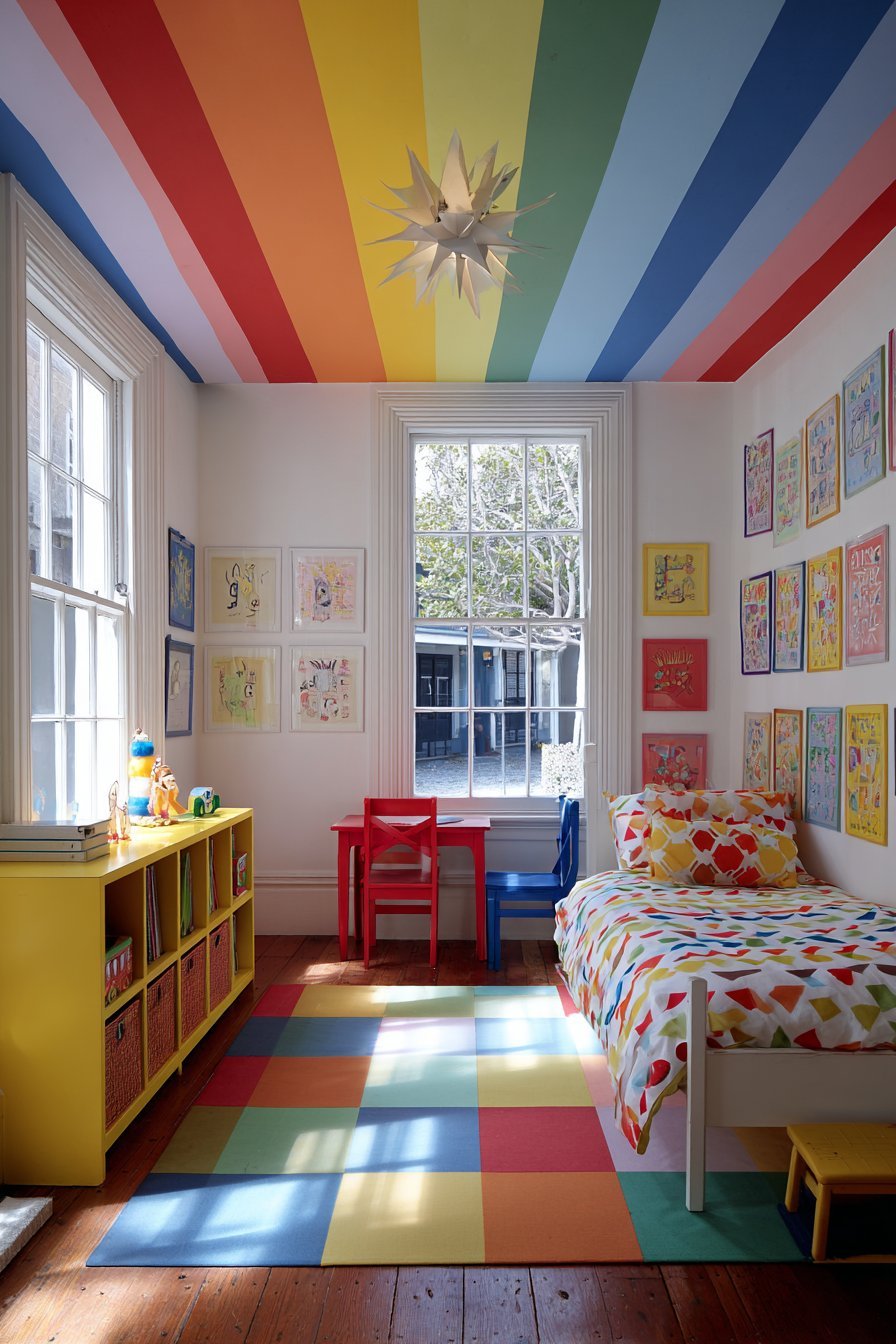 Playful Rainbow Ceiling Statement