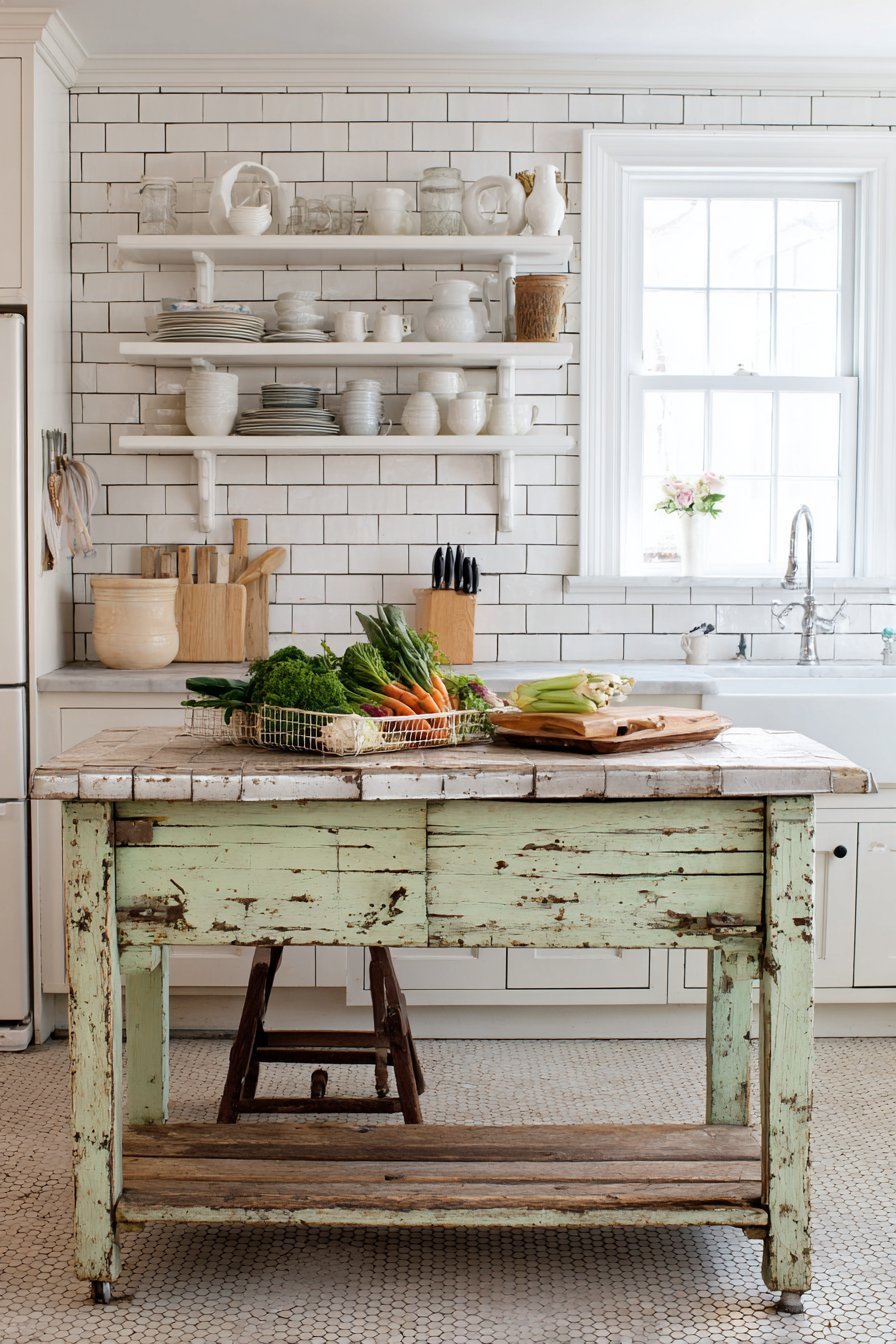 Zinc-Topped Vintage Work Table