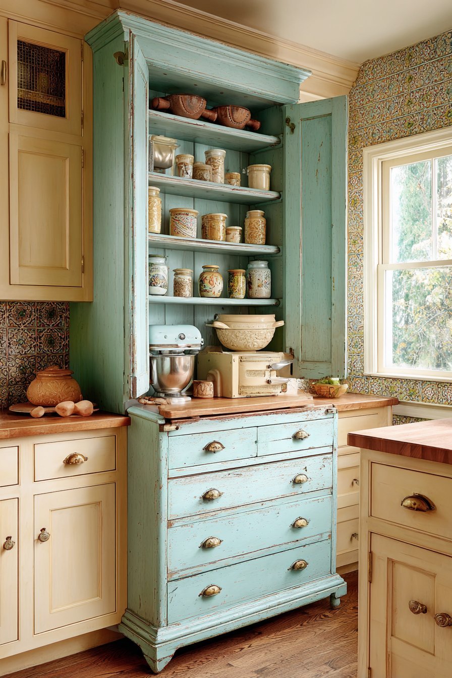 Vintage Hoosier Cabinet Focal Point
