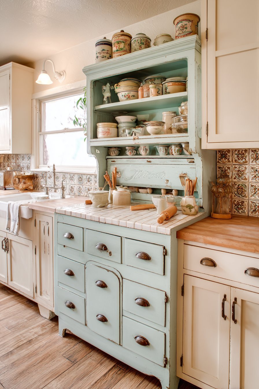 Vintage Hoosier Cabinet Focal Point