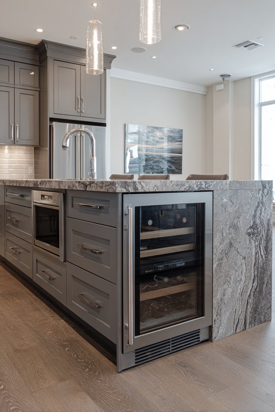 Multifunctional Grey Kitchen Island