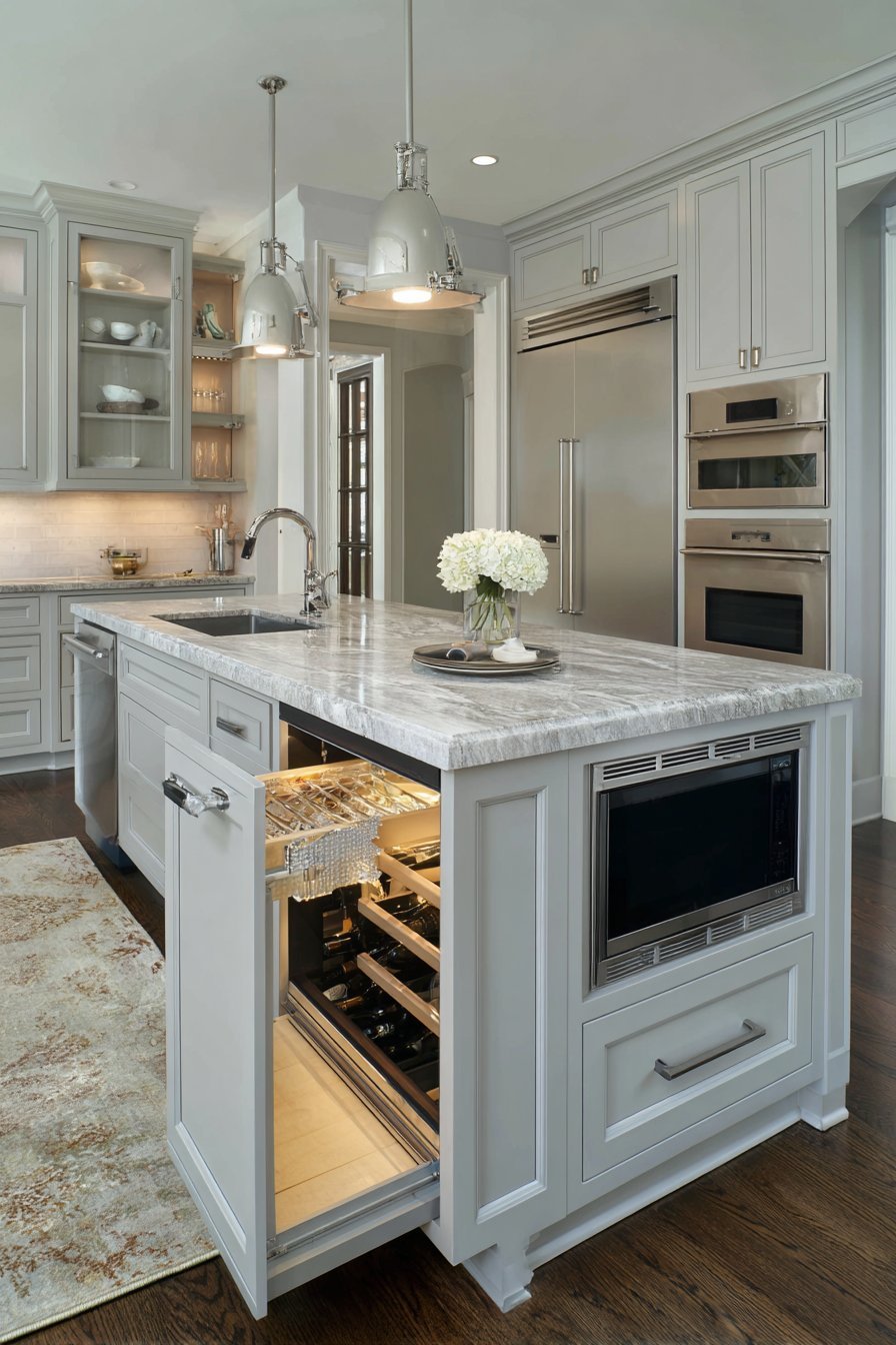 Multifunctional Grey Kitchen Island