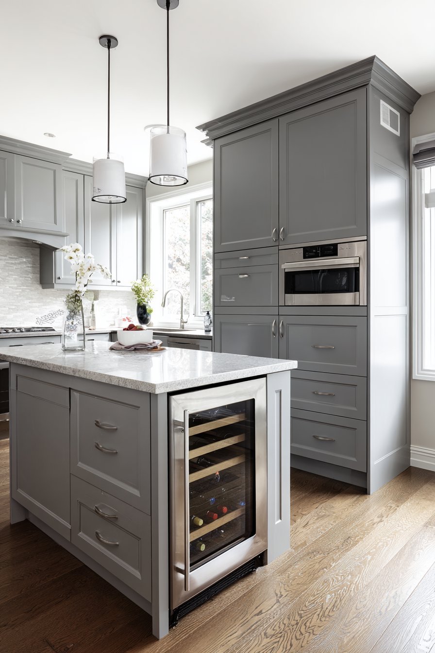 Multifunctional Grey Kitchen Island