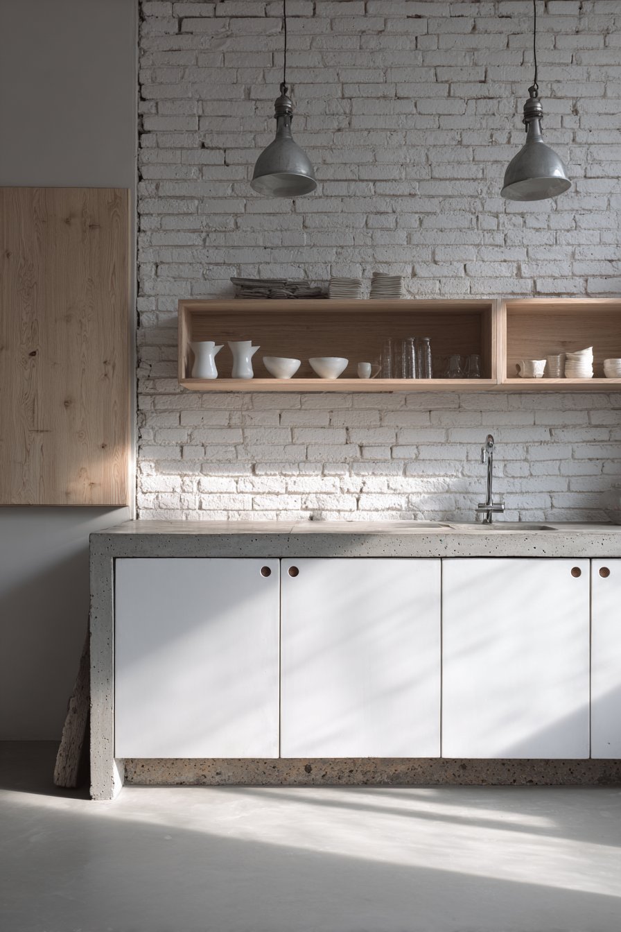 Concrete Countertop Kitchen with Industrial Edge