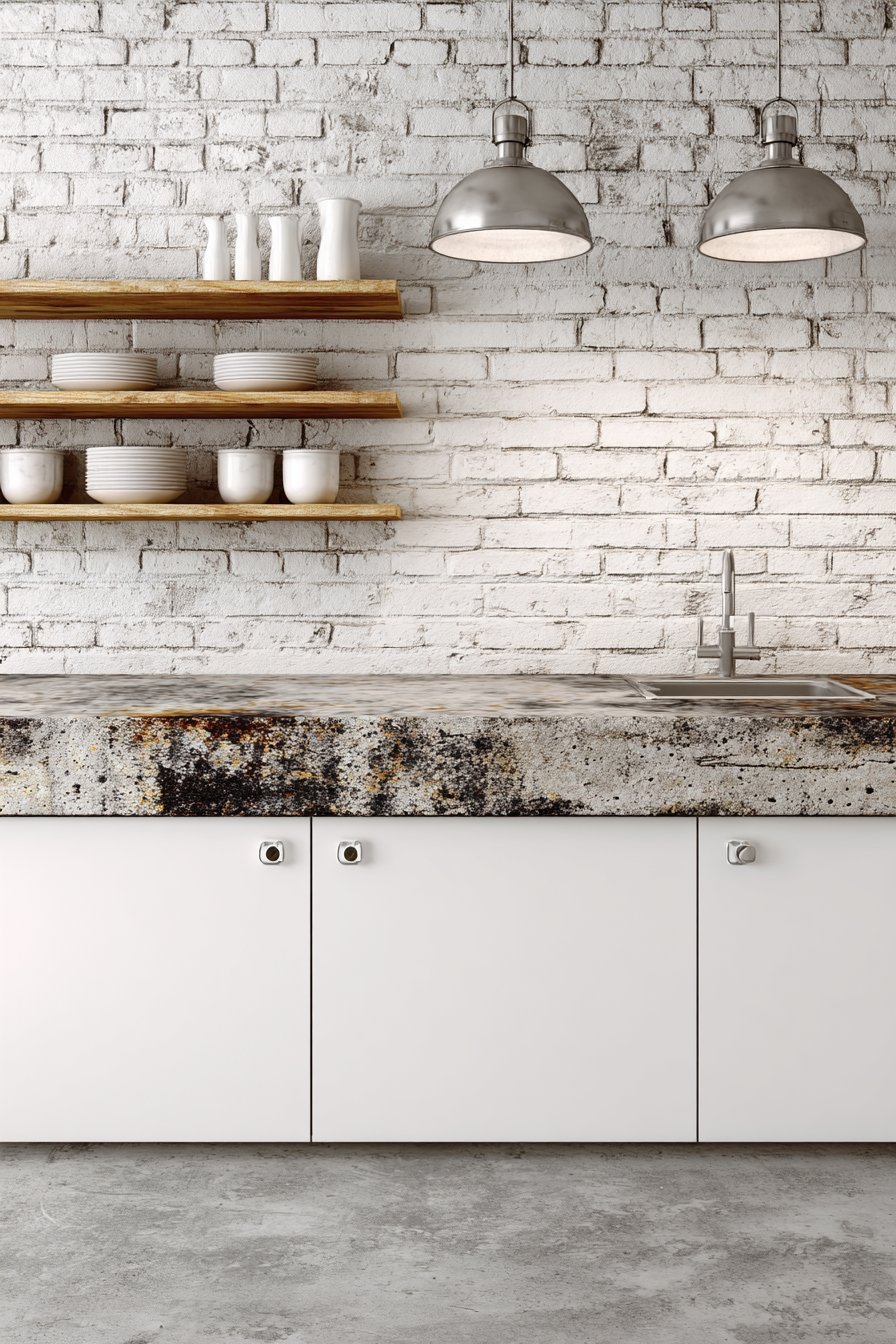 Concrete Countertop Kitchen with Industrial Edge