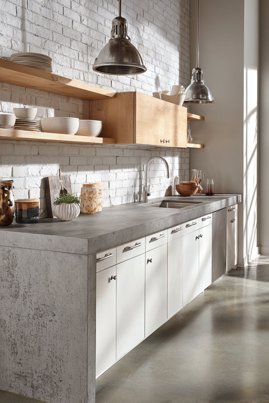 Concrete Countertop Kitchen with Industrial Edge