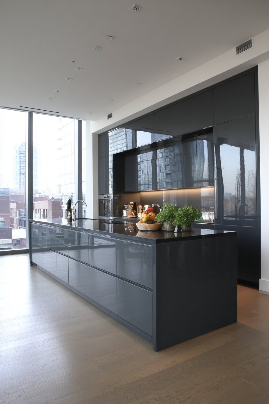 Ultra-Contemporary Grey Lacquer with LED Backlighting