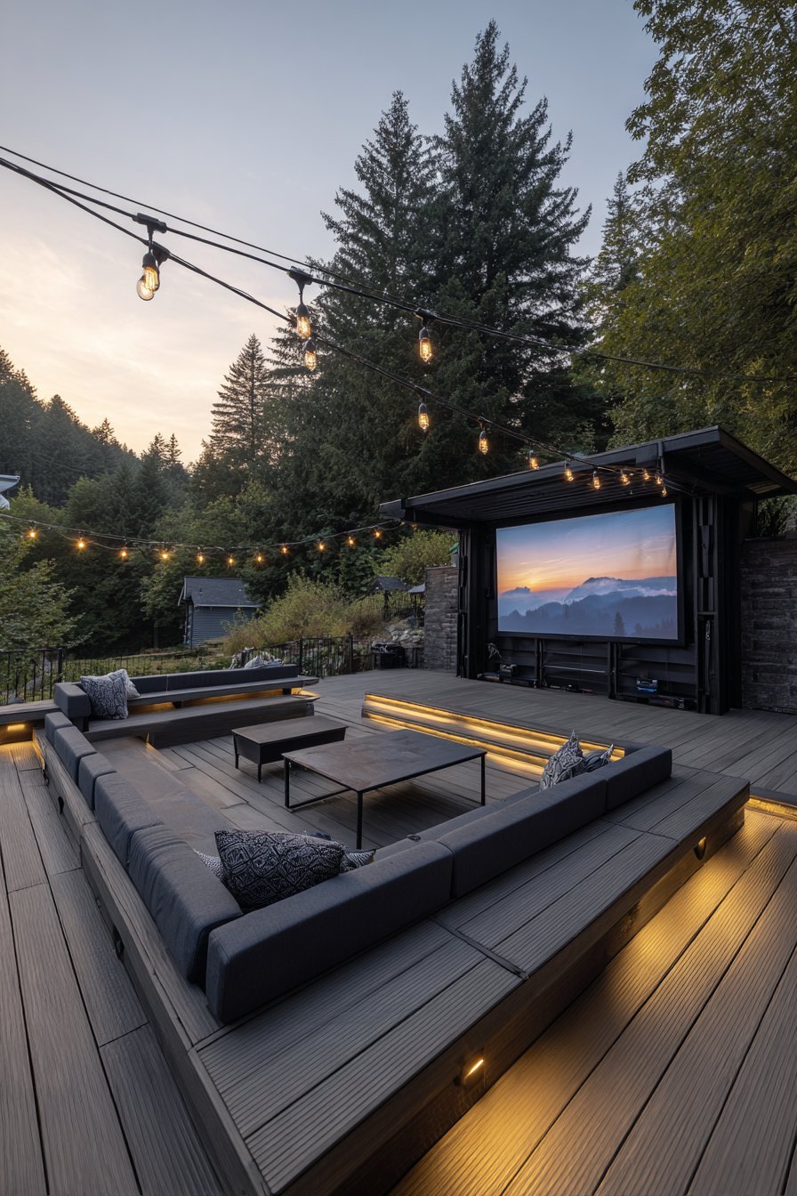 Outdoor Screening Room with Tiered Seating