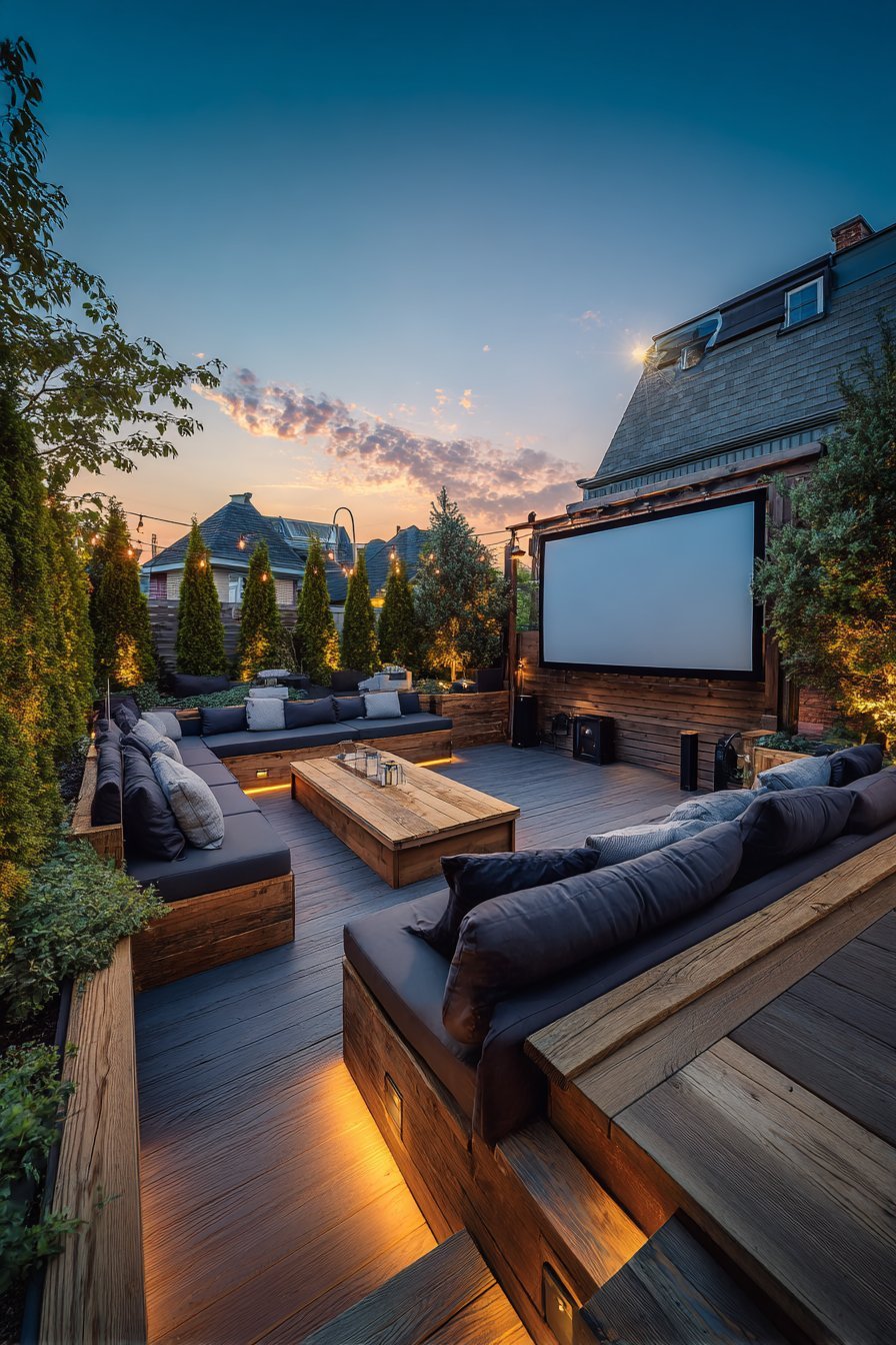Outdoor Screening Room with Tiered Seating