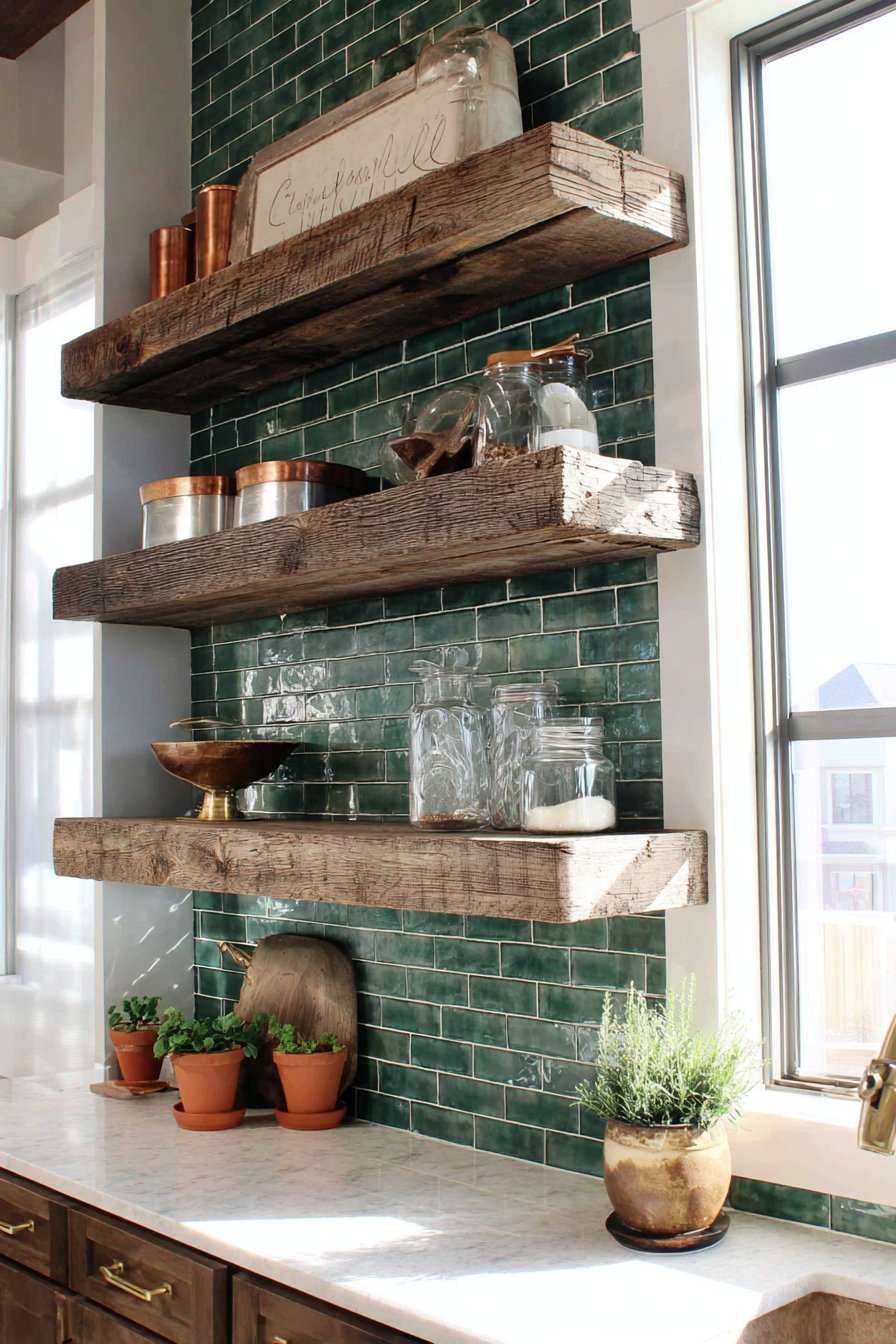 Reclaimed Barnwood Open Shelving Display