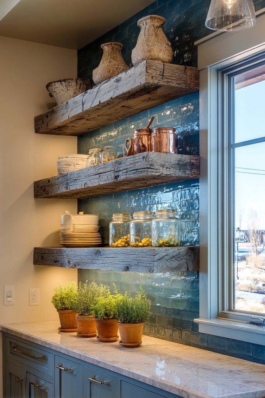 Reclaimed Barnwood Open Shelving Display