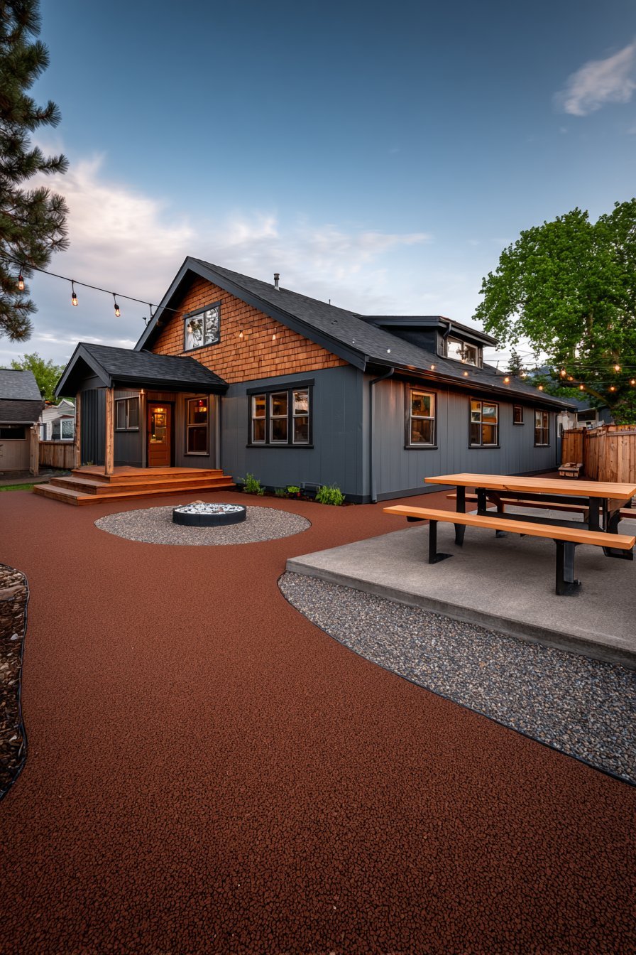 Rubber Mulch with Plastic Lumber Benches