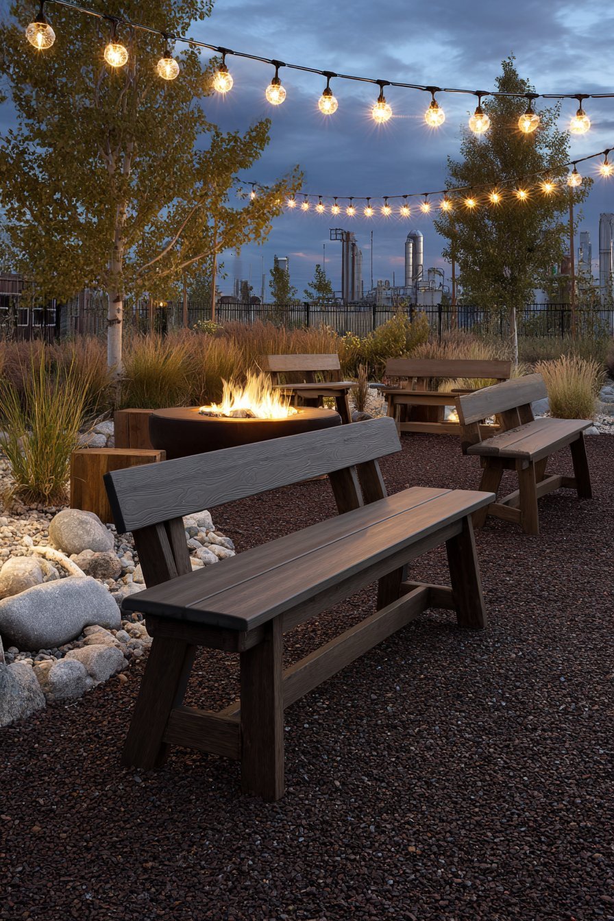 Rubber Mulch with Plastic Lumber Benches