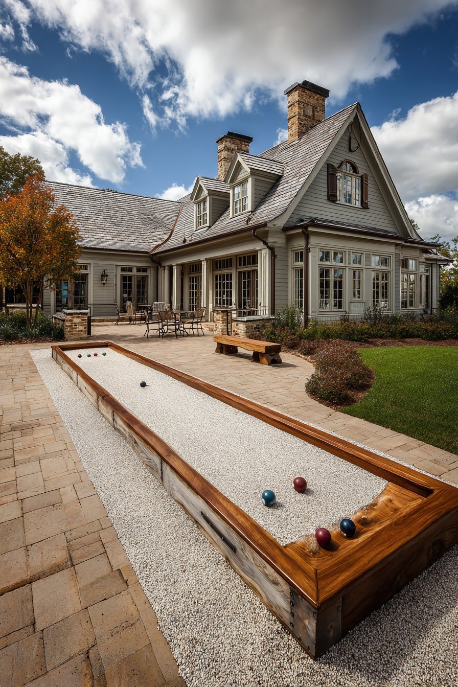 Regulation Bocce Ball Court with Traditional Design