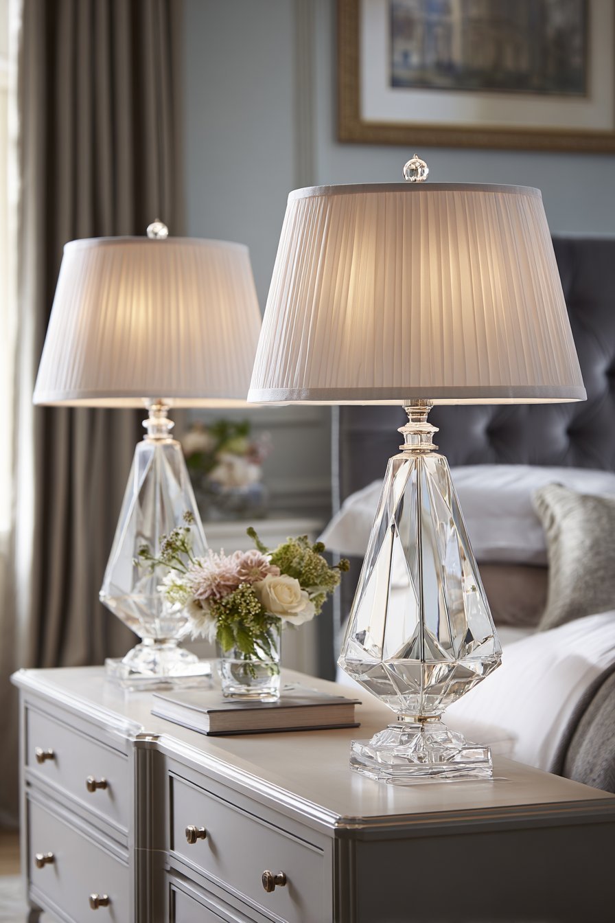 Crystal Base Lamps with Symmetrical Styling