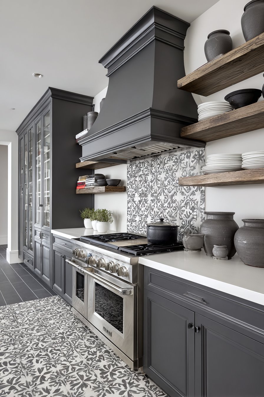 Dramatic Grey Kitchen Range Wall